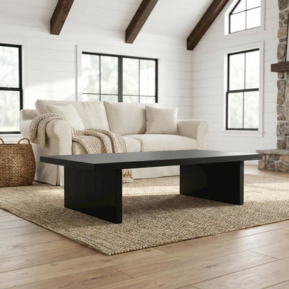 Rectangular Black Engineered Laminate Coffee Table with Contemporary Design