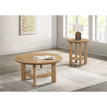 Ottowa 36-inch Round Wood Cocktail Coffee Table Light Oak