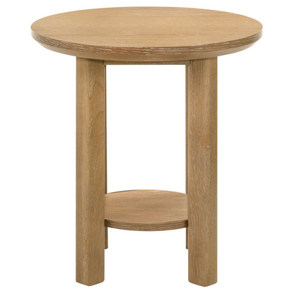 Ottowa 3-piece Round Wood Coffee Table Set Light Oak