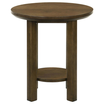 Ottowa Round Wood Side End Table with Shelf Brown