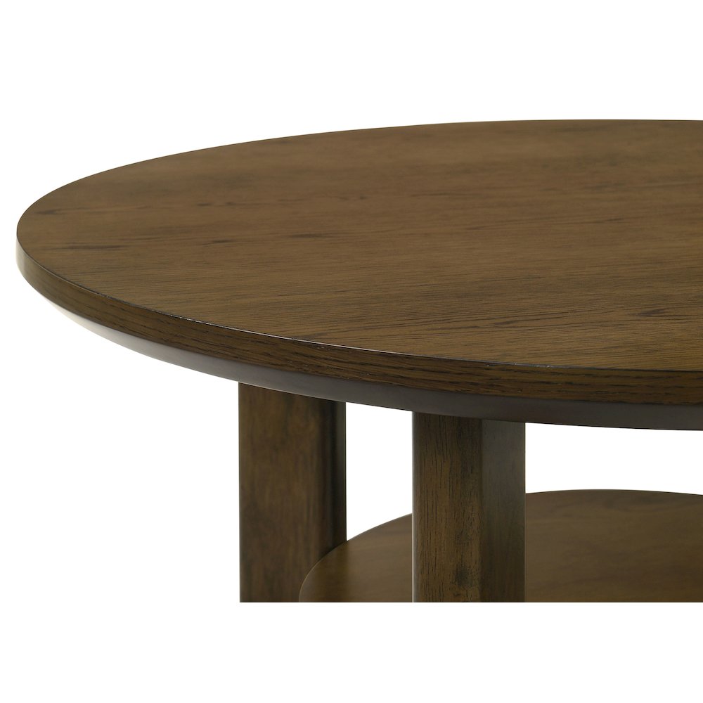 Ottowa Round Wood Side End Table with Shelf Brown