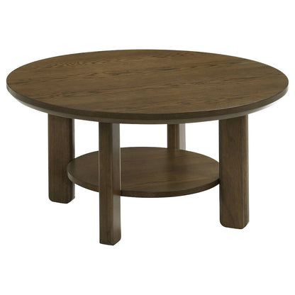 Ottowa 2-piece Round Wood Coffee Table Set Brown
