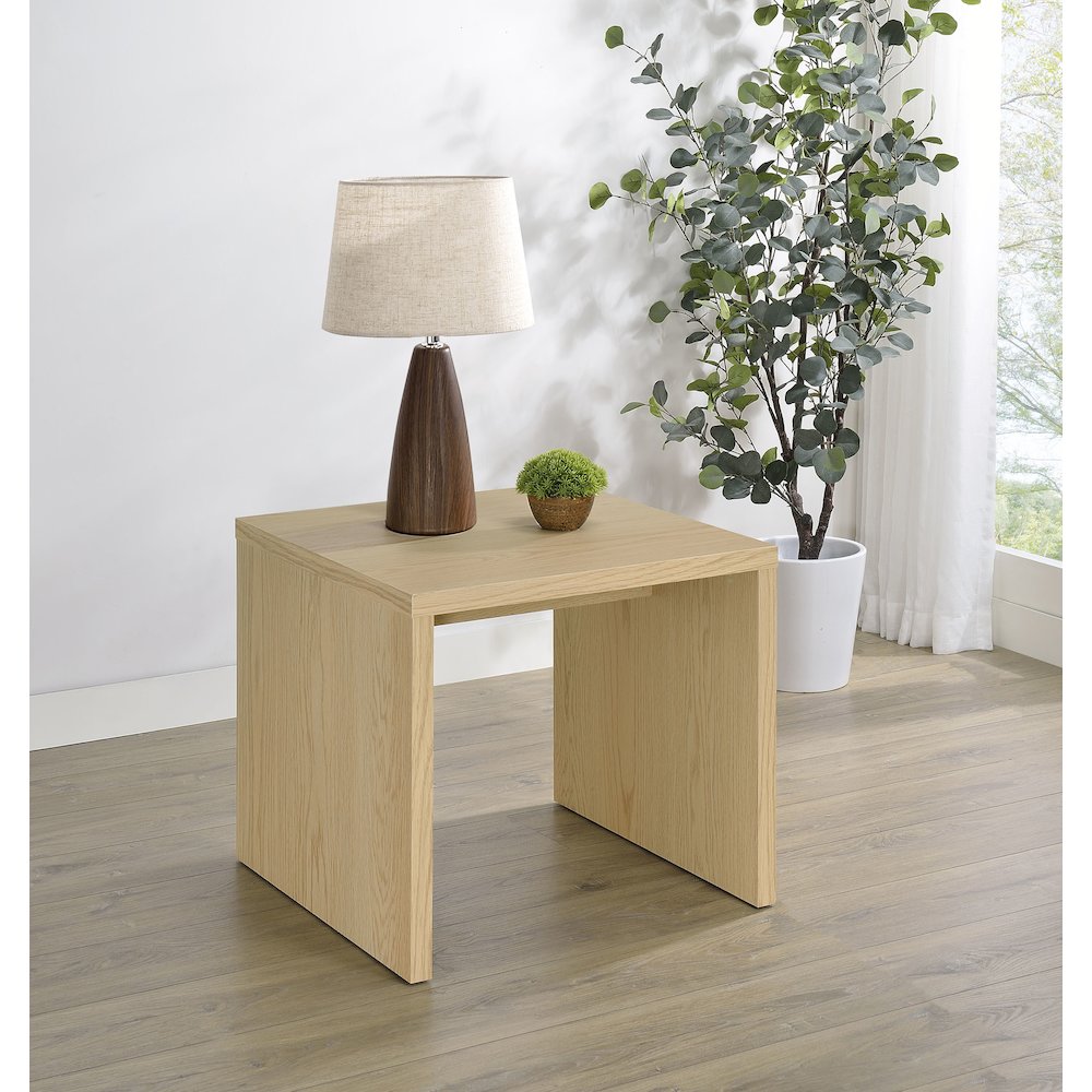 Canoga Engineered Wood Accent Side End Table Light Oak