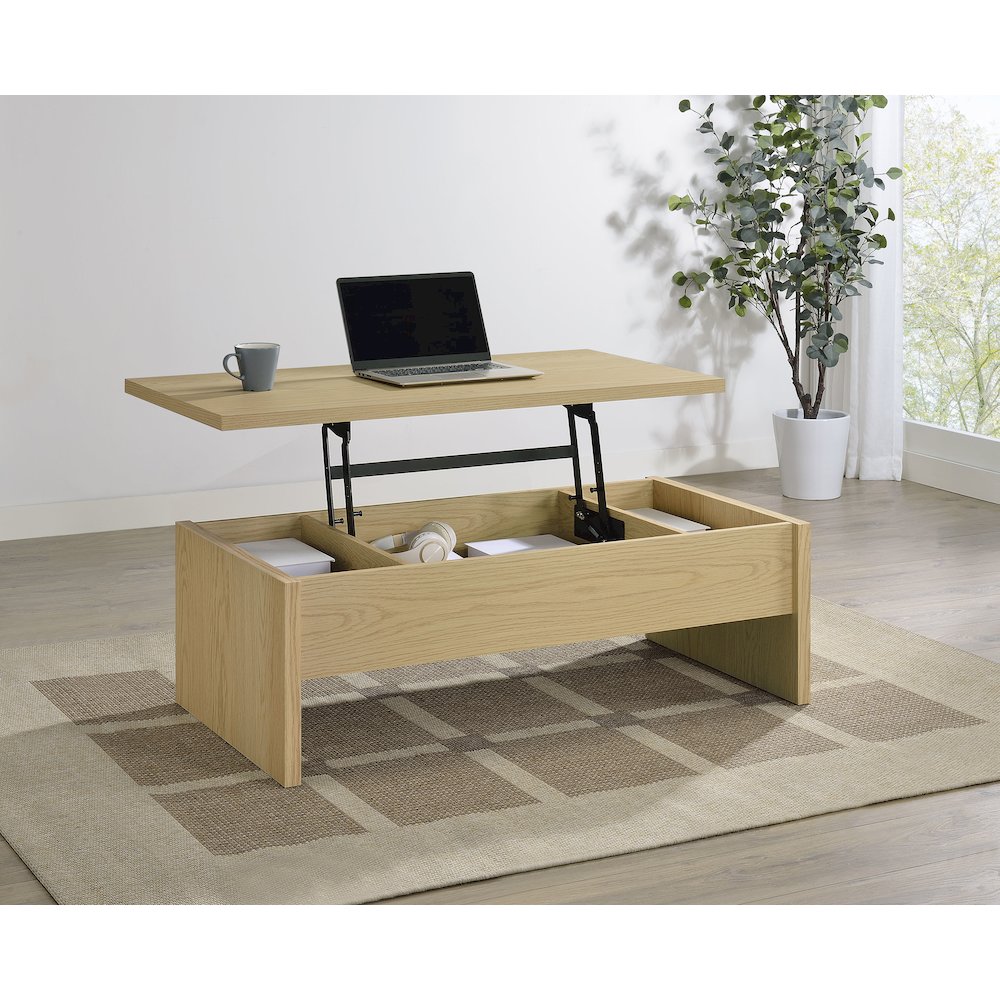 Canoga Engineered Wood Lift Top Coffee Table Light Oak