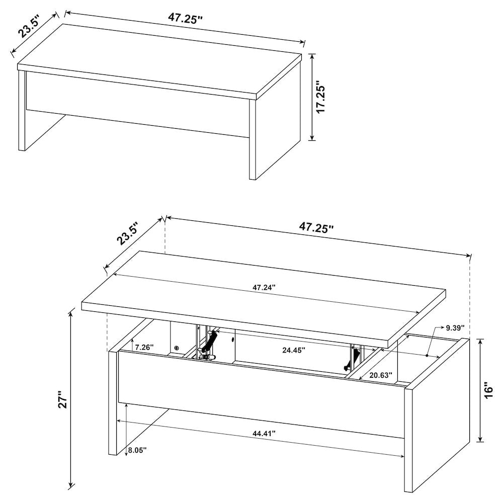 Canoga Engineered Wood Lift Top Coffee Table Light Oak