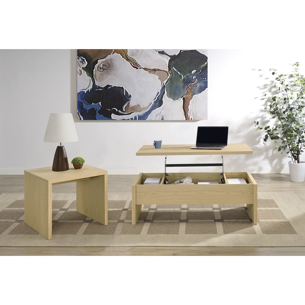 Canoga Engineered Wood Lift Top Coffee Table Light Oak