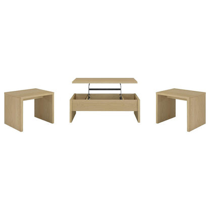 Canoga 3-piece Lift Top Cocktail Coffee Table Set Light Oak