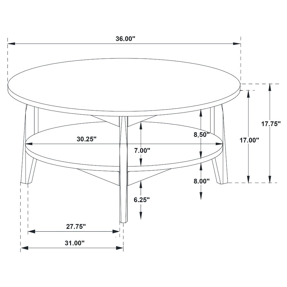 Bradley 2-Piece Round SmartTop Coffee Table Set Smokey Grey and Brown