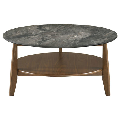 Bradley 3-Piece Round SmartTop Coffee Table Set Smokey Grey and Brown