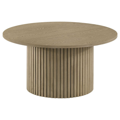 Hamlyn Round Fluted Occasional Cocktail Coffee Table Natural Oak
