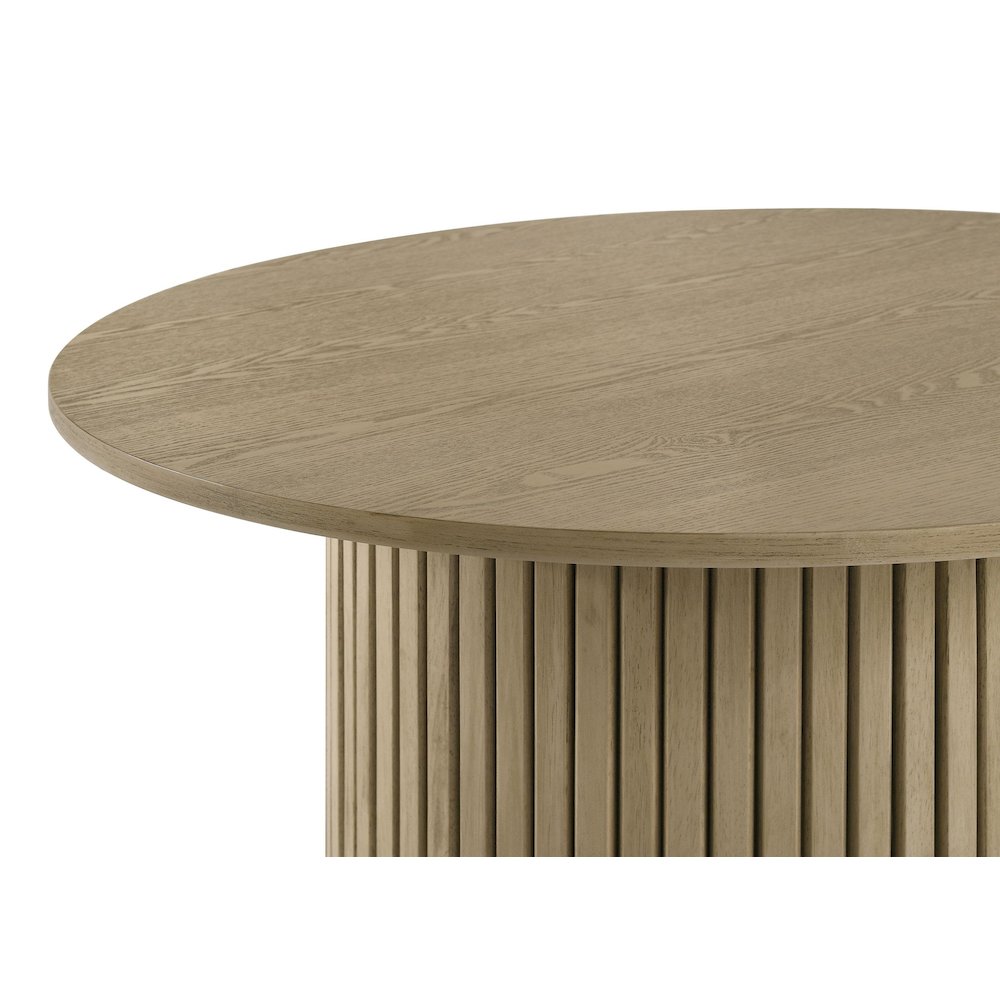 Hamlyn Round Fluted Occasional Cocktail Coffee Table Natural Oak