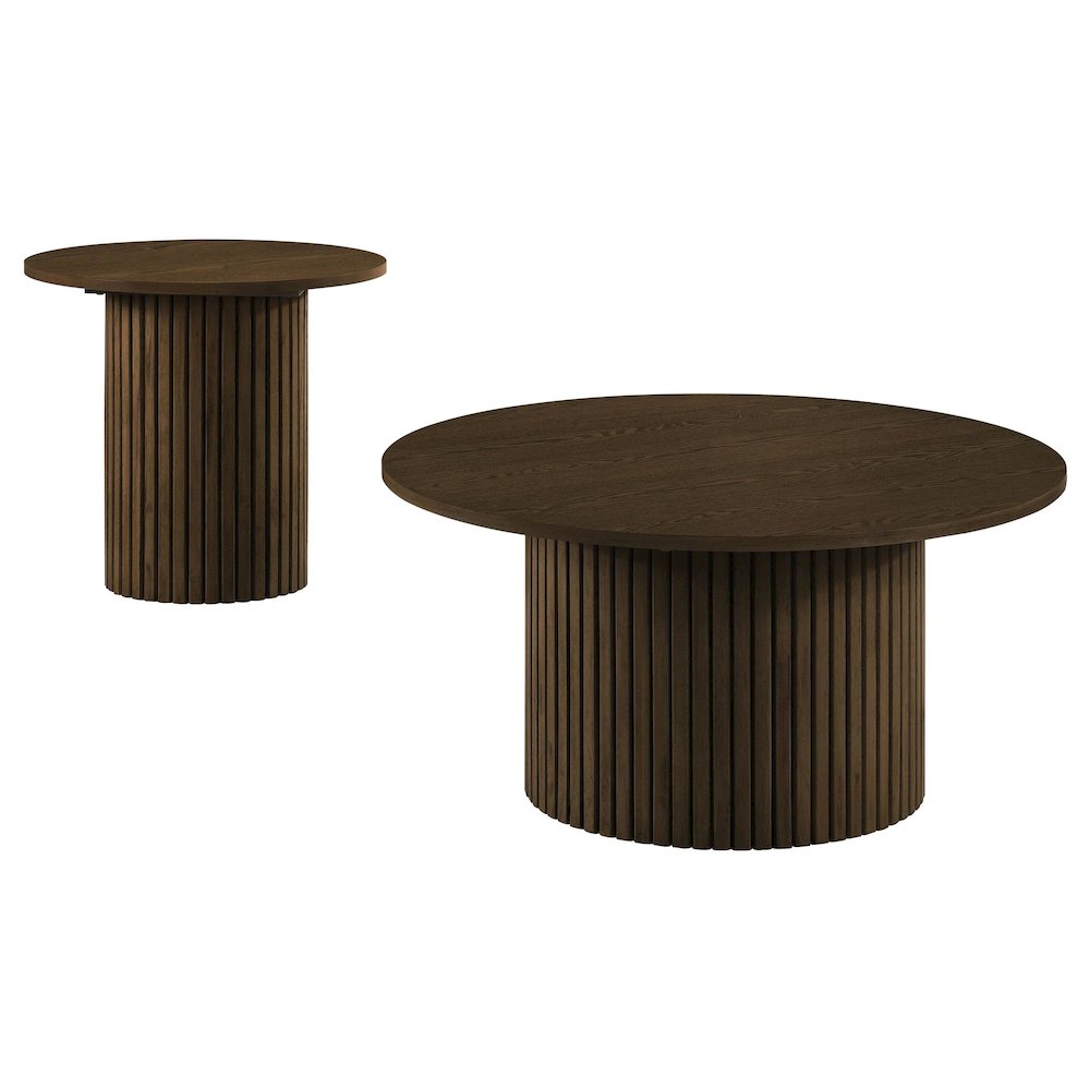 Hamlyn Round Fluted Occasional Cocktail Coffee Table Walnut