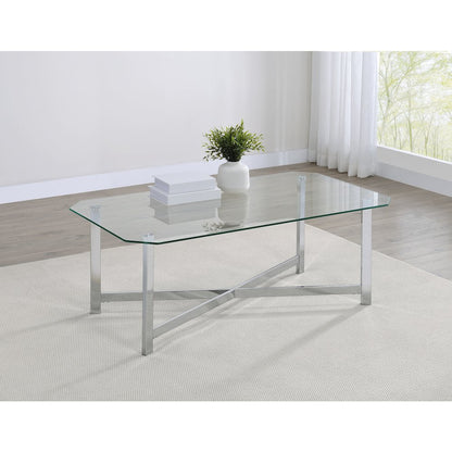 Cronin Rectangular Tempered Glass Top Cocktail Coffee Table Chrome