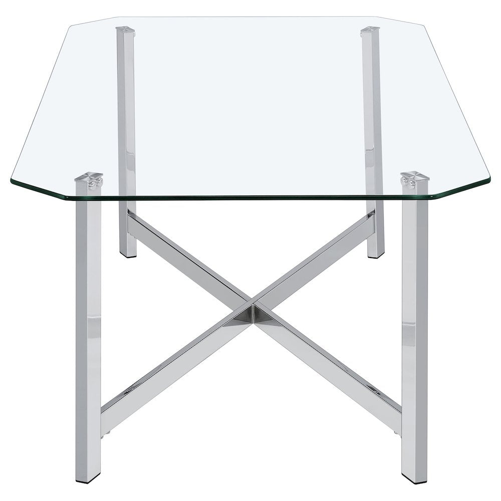 Cronin Rectangular Tempered Glass Top Cocktail Coffee Table Chrome