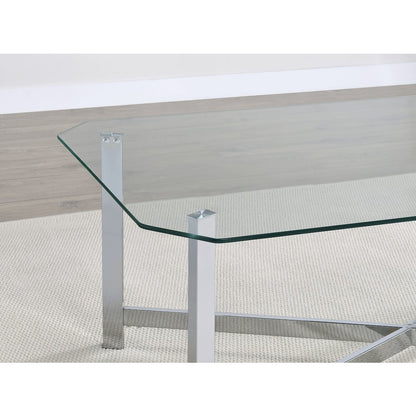 Cronin Rectangular Tempered Glass Top Cocktail Coffee Table Chrome