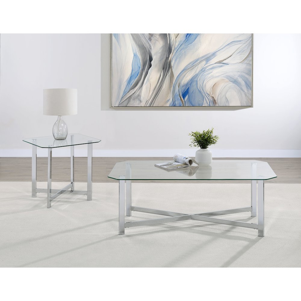 Cronin Rectangular Tempered Glass Top Cocktail Coffee Table Chrome