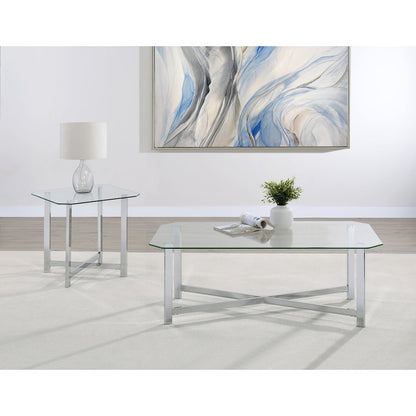 Cronin Rectangular Tempered Glass Top Cocktail Coffee Table Chrome