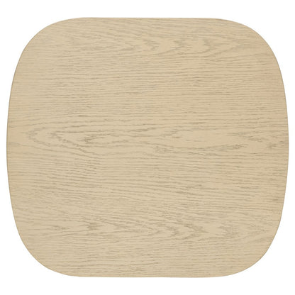 Kailani Coastal Square End Side Table with Shelf Beige Oak