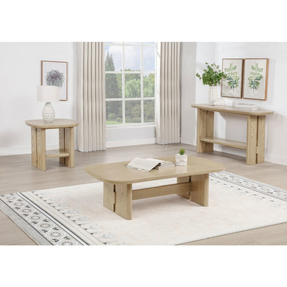 Kailani Coastal Square End Side Table with Shelf Beige Oak