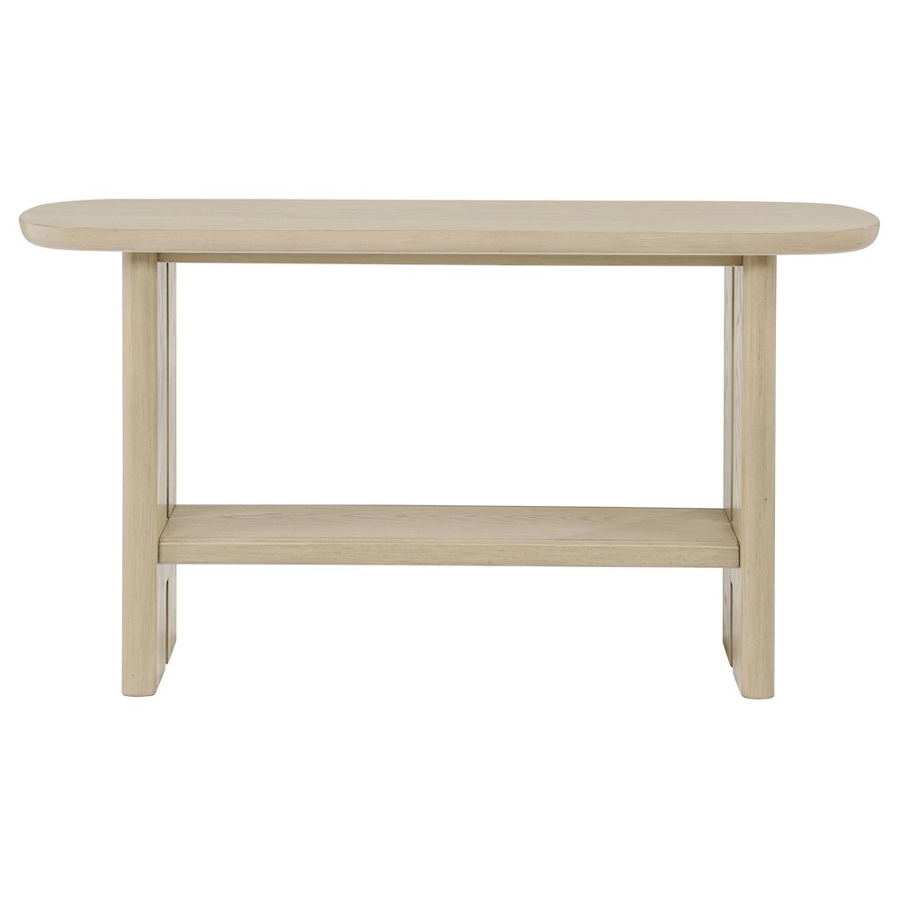 Kailani Coastal Sofa Console Table with Shelf Beige Oak