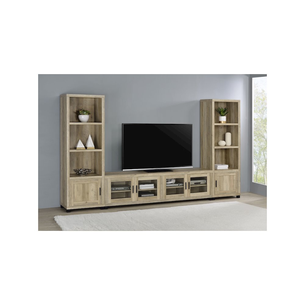 Sachin 3-shelf Engineered Wood Media Tower Distressed Pine
