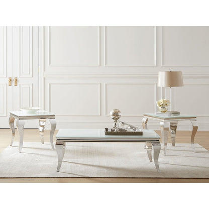 Carone Square End Table White and Chrome