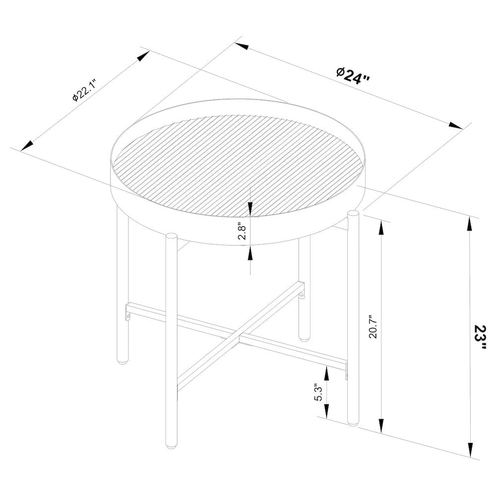 Ozella Round End Side Table with Recessed Top Sandy Black