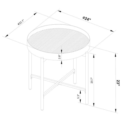 Ozella Round End Side Table with Recessed Top Sandy Black