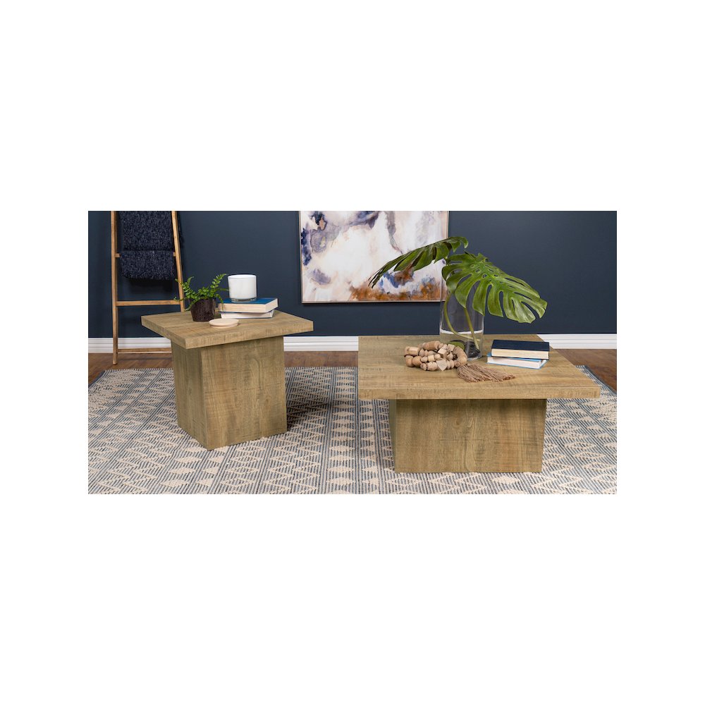 Devar Square Engineered Wood End Table Mango Brown