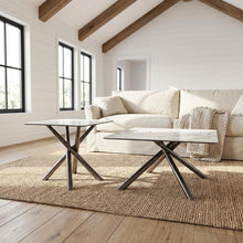 White 2-Piece Square Coffee and End Table Set with Levelers, Contemporary Design