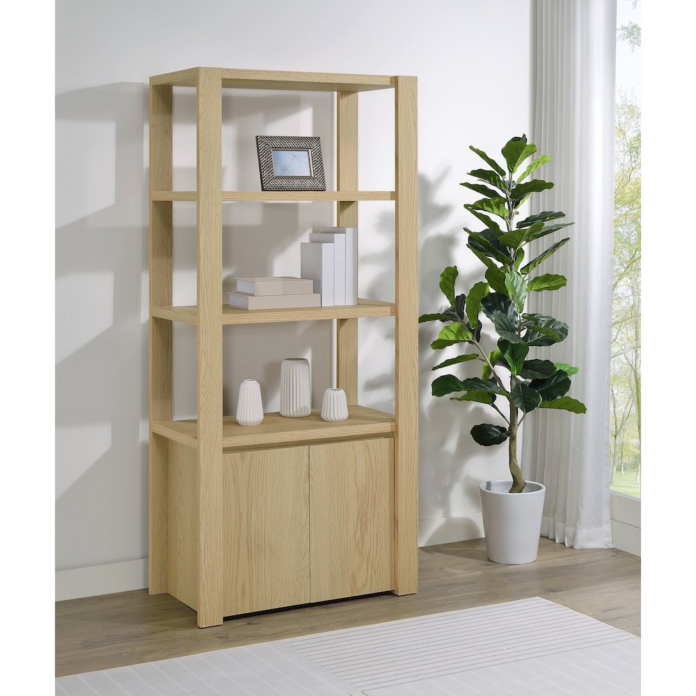 Laurelton 3-shelf Media Tower Tall Pier Cabinet Light Oak