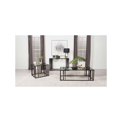 Adri Rectangular Glass Top Side End Table Black Nickel