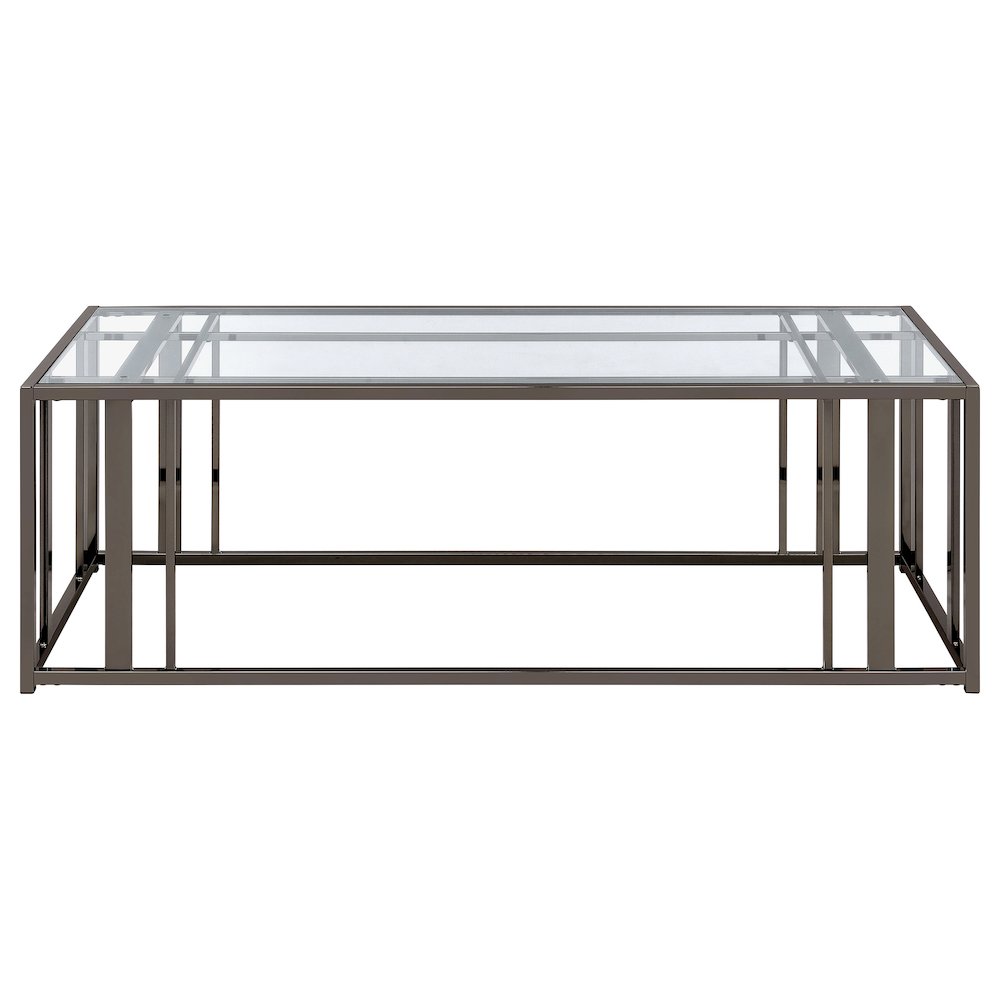 Adri Rectangular Glass Top Coffee Table Black Nickel
