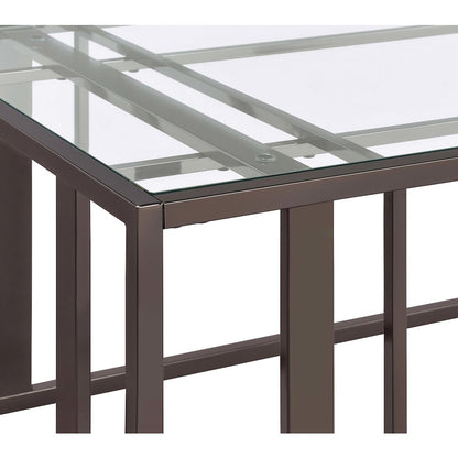 Adri Rectangular Glass Top Coffee Table Black Nickel