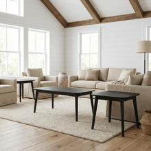 3-Piece Black Rectangular Coffee Table Set with Mid-Century Modern Style