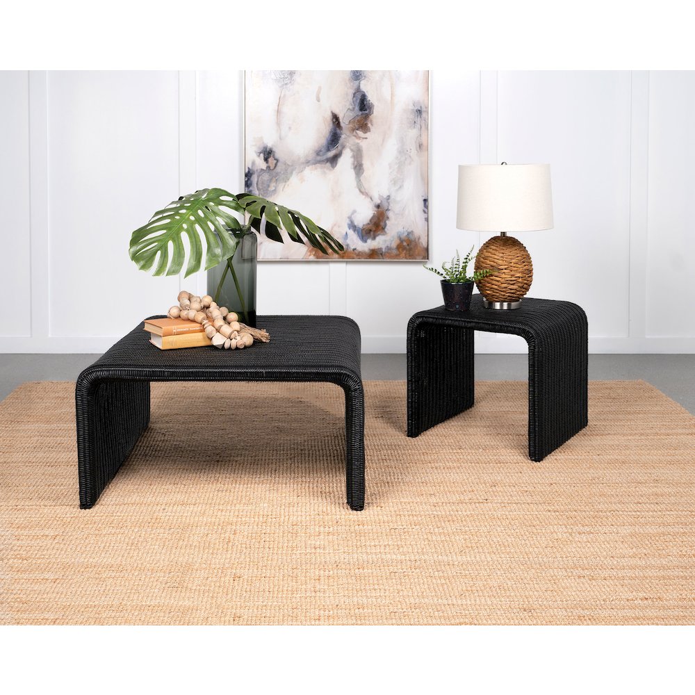 Cahya Woven Rattan Square Coffee Table Black