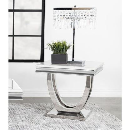 Kerwin Square Stone Top End Table White and Chrome