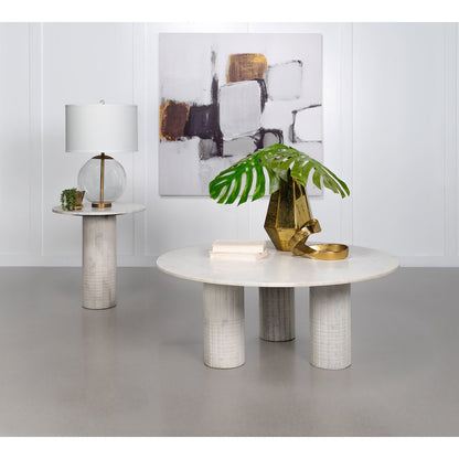 Astoria Round Genuine Marble Side End Table White