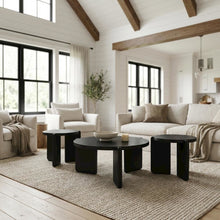 3-Piece Solid Wood Coffee and End Table Set, Round Tops, Contemporary Design