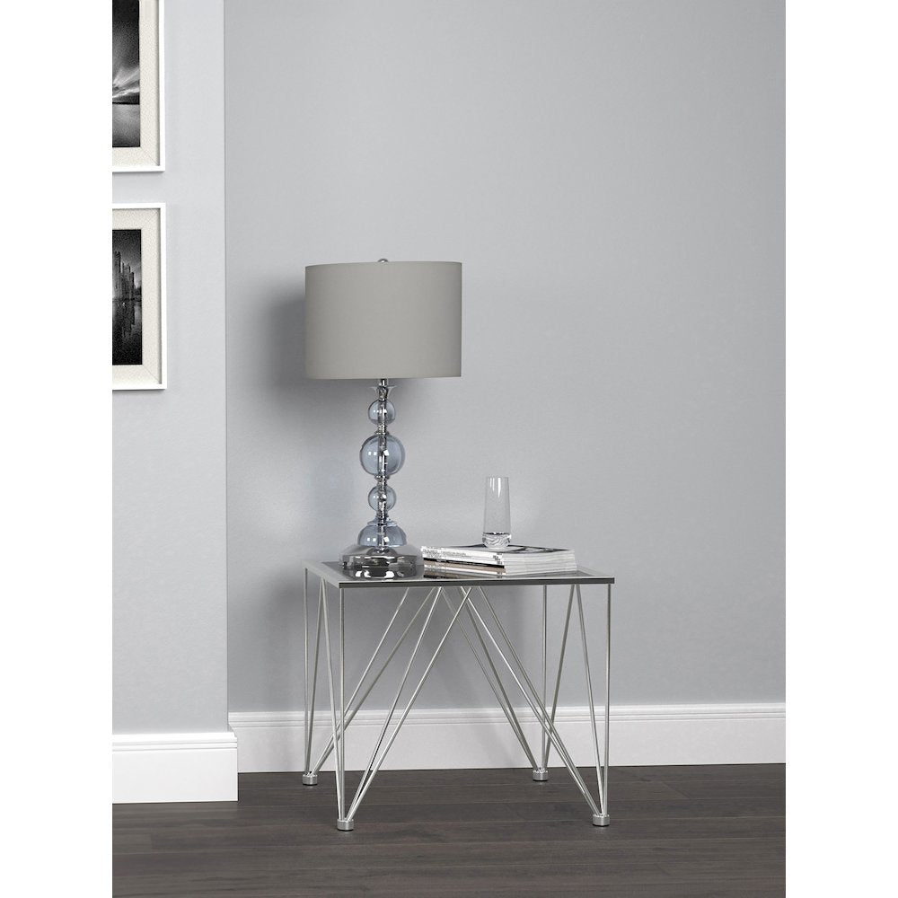 Chalet Square Smoked Glass Top End Table Chrome