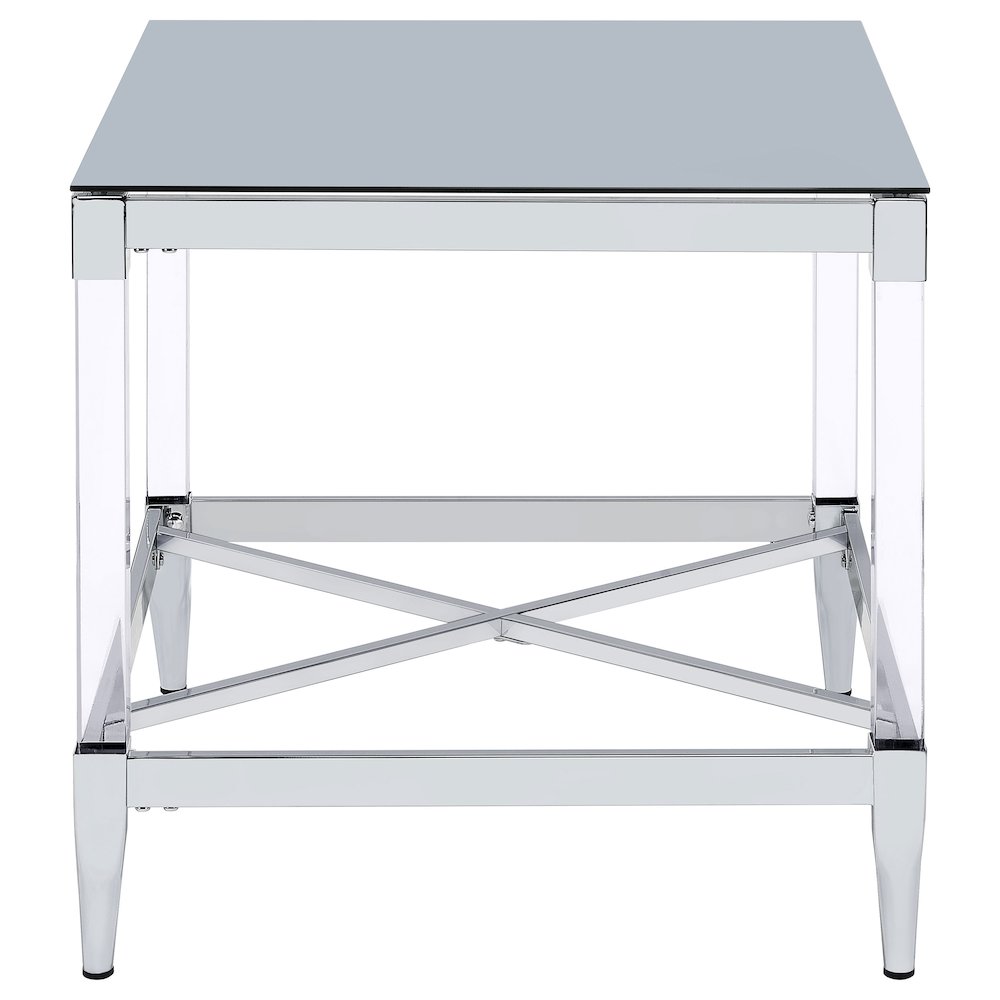Lindley Square Tempered Mirror Acrylic Side End Table Chrome