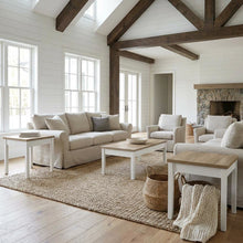 3-Piece Brown Rectangular Coffee Table Set with Coastal Style Finish