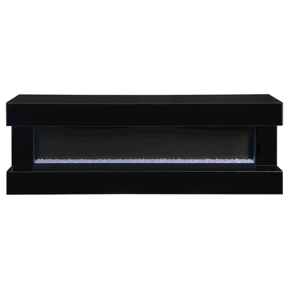 Vallerie 71" TV Stand with Visual Flame Box Black