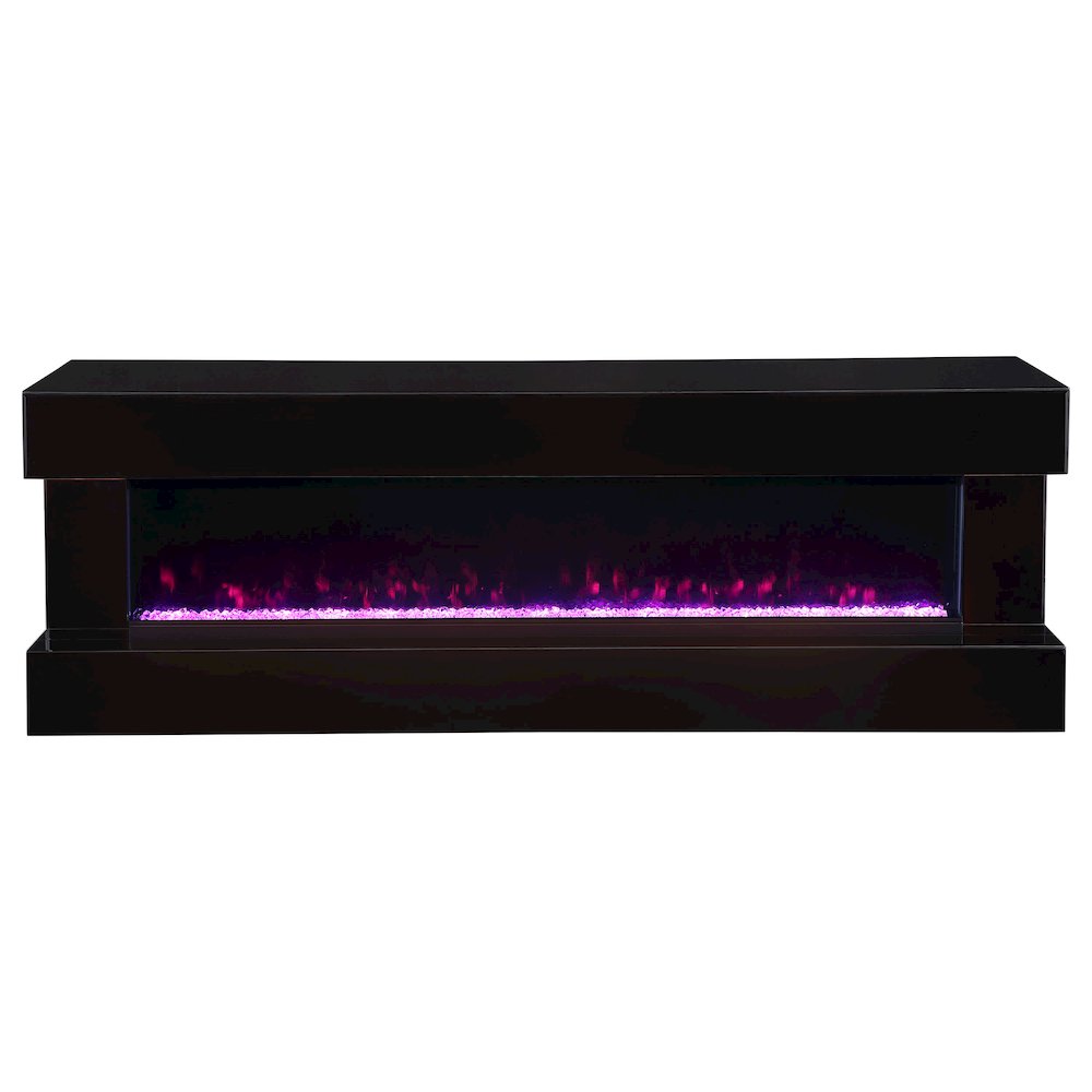 Vallerie 71" TV Stand with Visual Flame Box Black