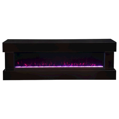 Vallerie 71" TV Stand with Visual Flame Box Black