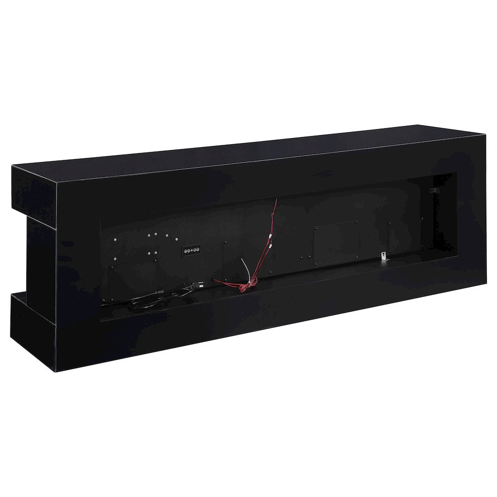 Vallerie 71" TV Stand with Visual Flame Box Black