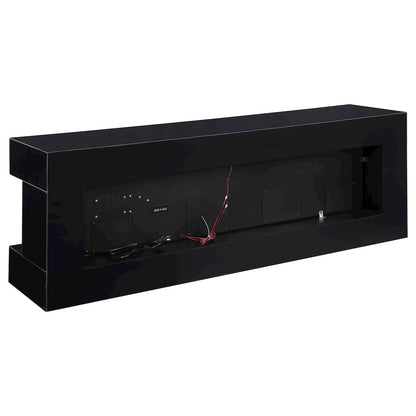 Vallerie 71" TV Stand with Visual Flame Box Black