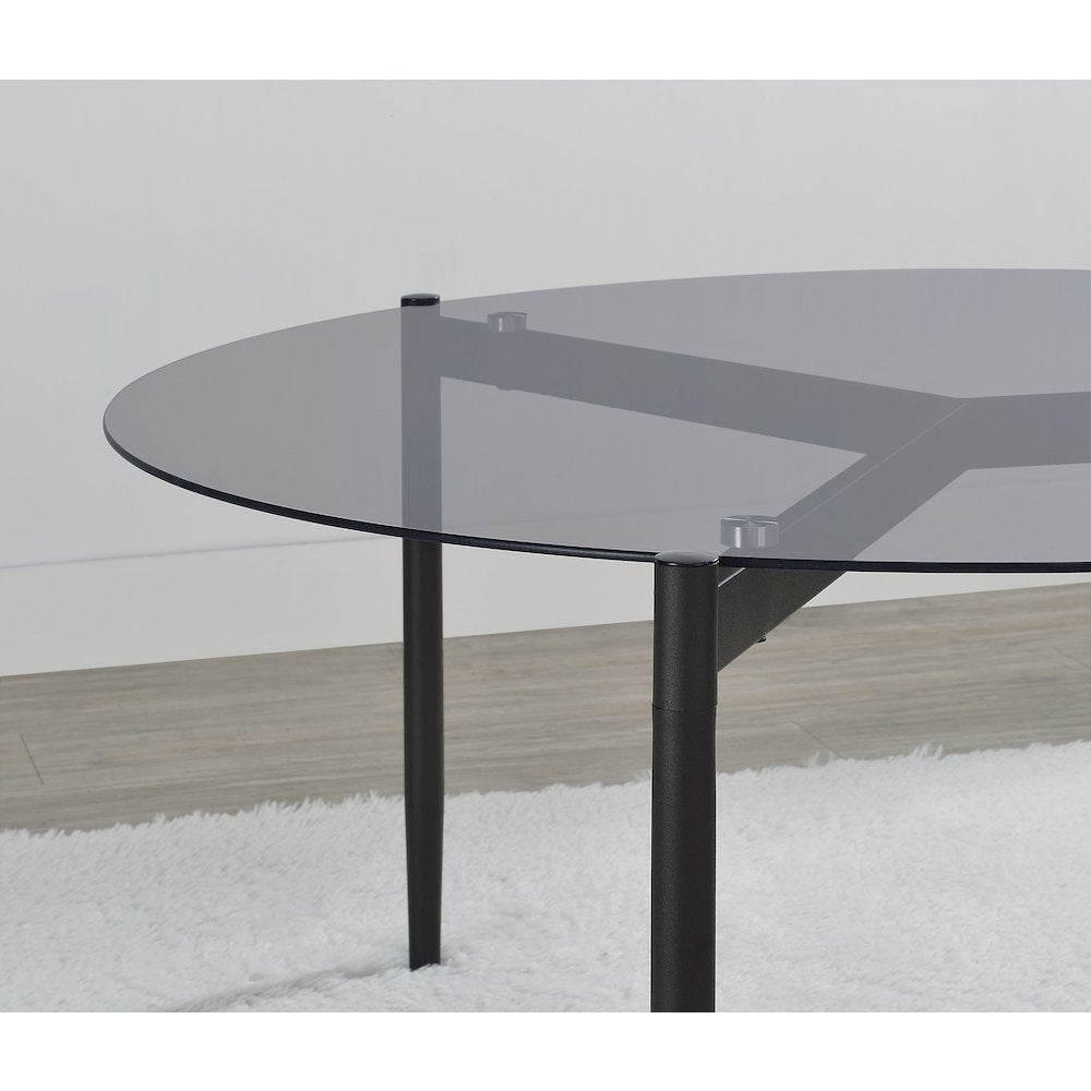 Rosalie Round Smoked Glass Top Coffee Table Sandy Black