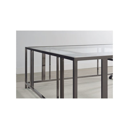 Adri Square Glass Top Coffee Table with Casters Black Nickel