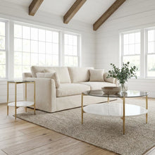 Gold 2-Piece Round Coffee and End Table Set with Contemporary Style